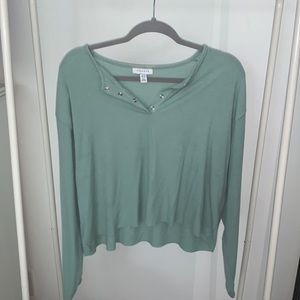 Top shop green cropped shirt